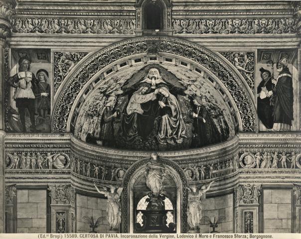Brogi — Certosa di Pavia. Incoronazione della Vergine, Lodovico il Moro e Francesco Sforza; Borgognone. — insieme